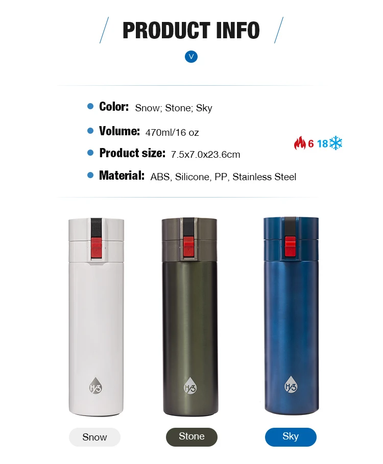 16 oz Stainless Steel Flip Top Water Bottle #69361002