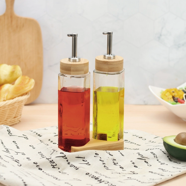 Bamboo Lid Oil Bottle with Dispenser #7938900001 (1)