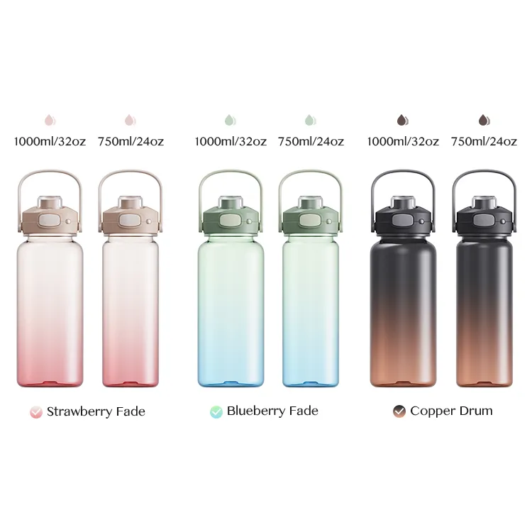 Reusable Tritan Gym Water Bottle with Measurements- Gradient #6985401201 (1)