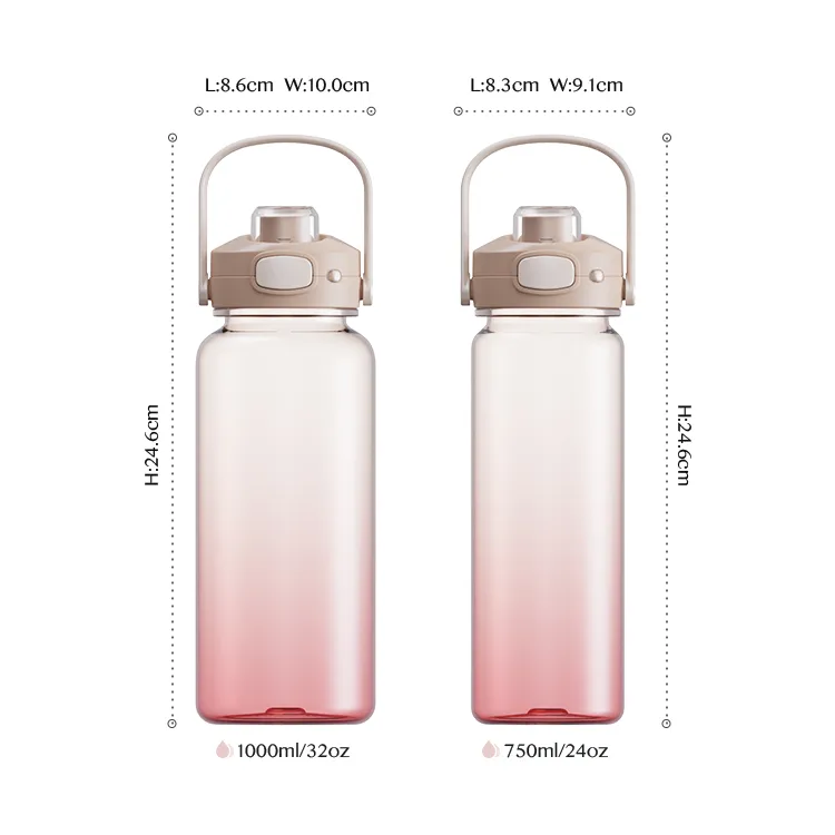 Reusable Tritan Gym Water Bottle with Measurements- Gradient #6985401201