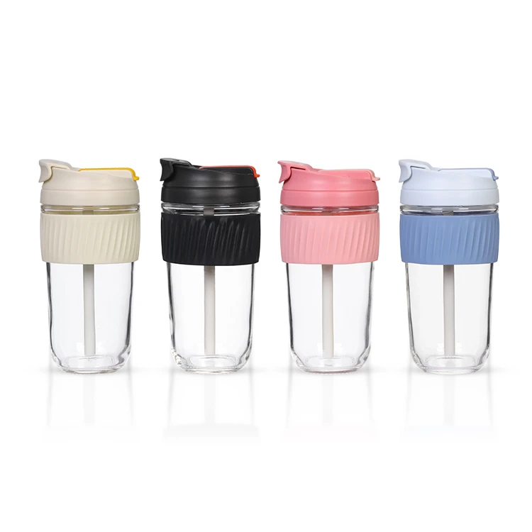 Glass Coffee Travel Mug with Lid and Straw #69151002 (2)
