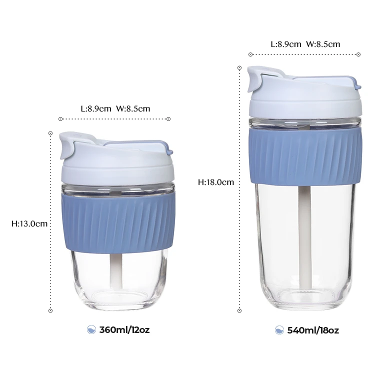 Glass Coffee Travel Mug with Lid and Straw #69151002 (4)
