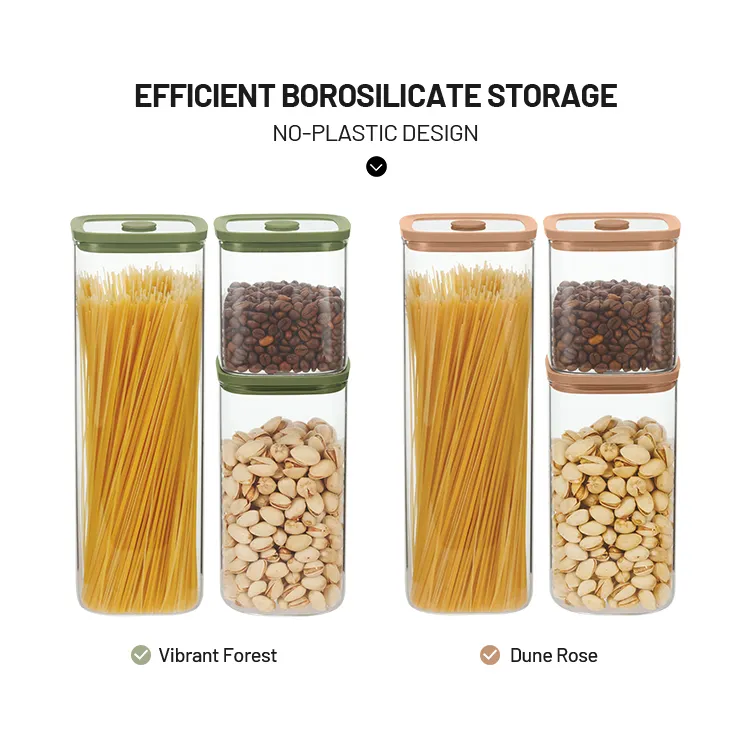 Square Glass Storage Jars Tempered Lid #99384000 (1)
