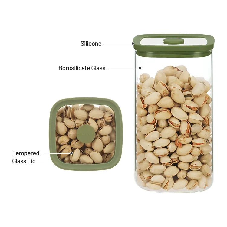 Square Glass Storage Jars Tempered Lid #99384000 (3)