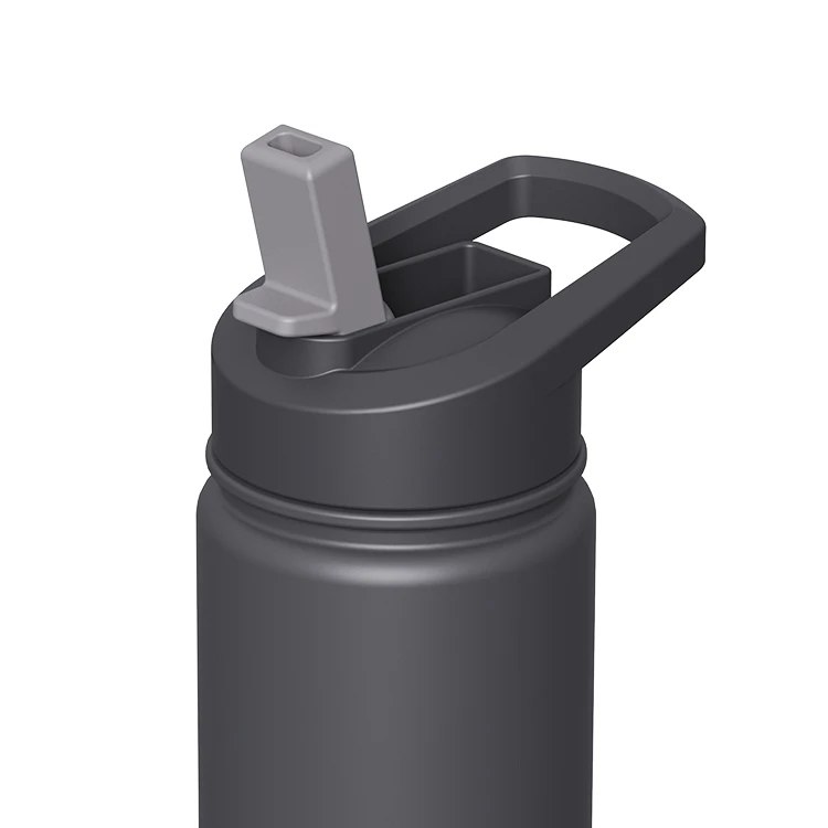 Geformte Griff isolierte Flasche mit Klapphalm #66332001