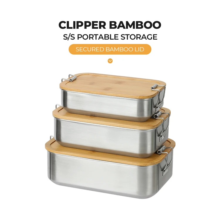 Stainless Steel Food Container with Bamboo Lid #99489001