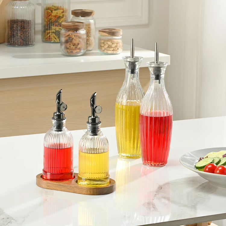 Textured Glass Olive Oil and Vinegar Dispenser S_S Spout #7948A000 (1)