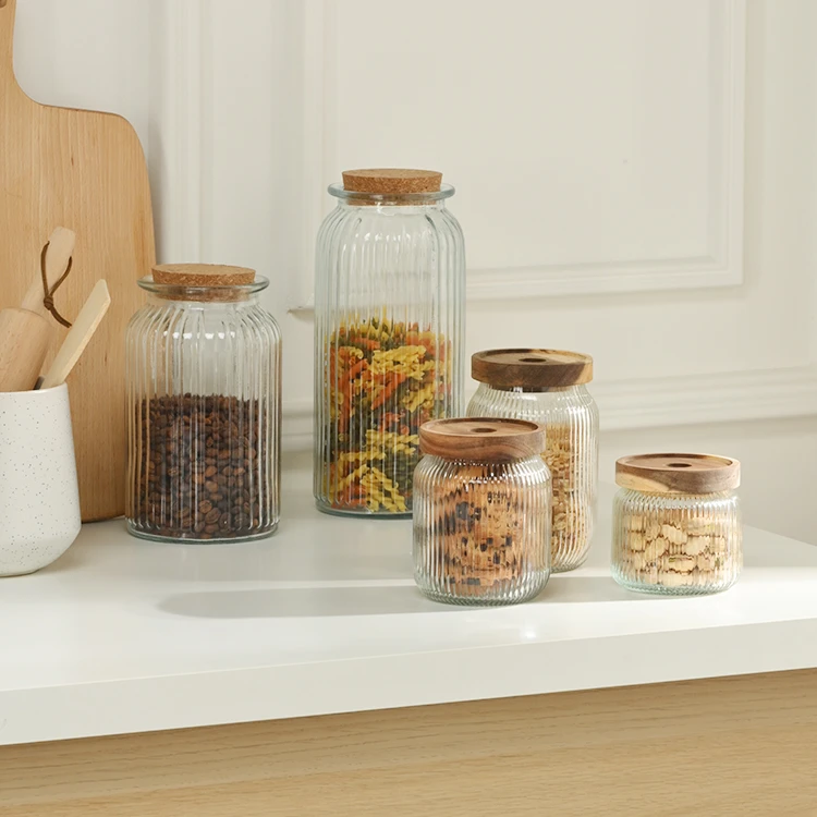 Textured Glass Storage with Cork Lid #99459001 (1)