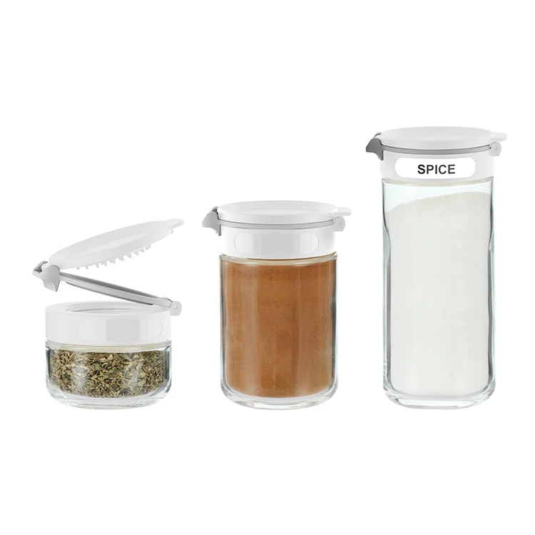 Dual Lid Empty Glass Spice Jars with Labels #79502002