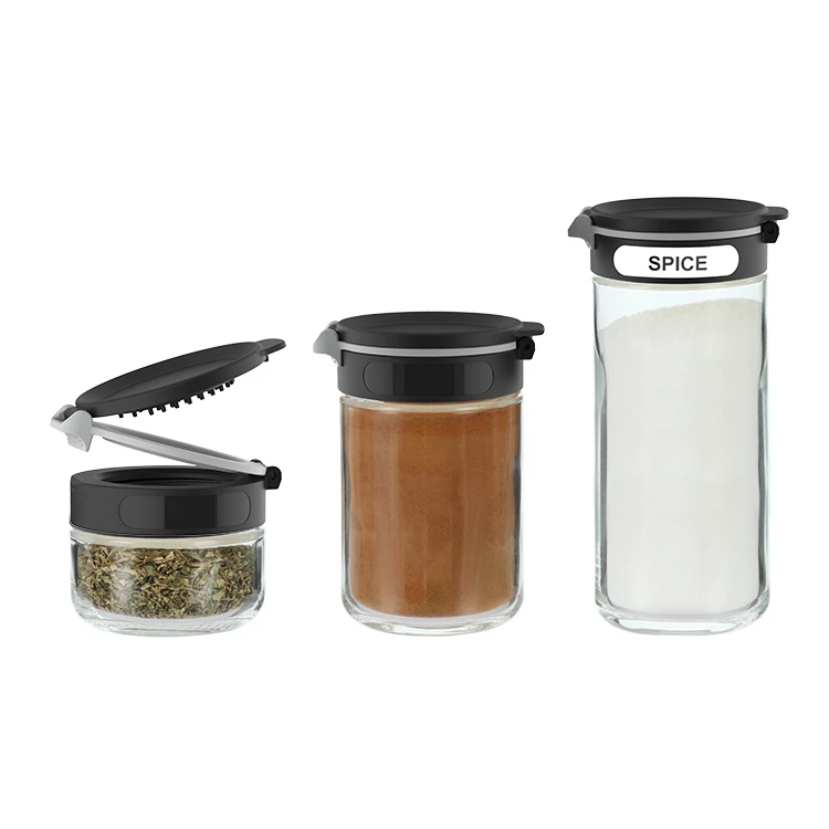 Dual Lid Empty Glass Spice Jars with Labels #79502002
