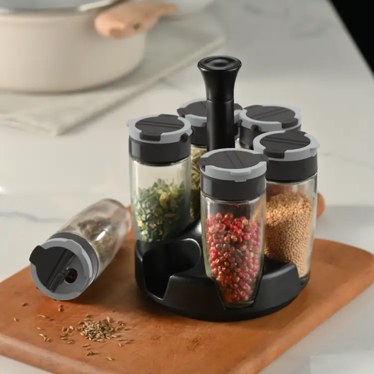 Rotating Spice Rack & Jars Set - Dual Dispensing, Easy Fill #86512002