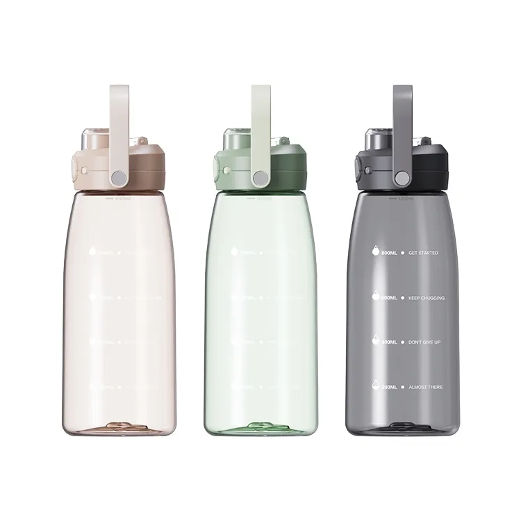 plastic bottles in three different colors