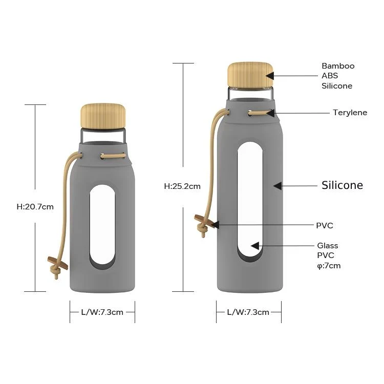 ECO-friendly Glass Water Bottle - Bamboo Lid #69562002