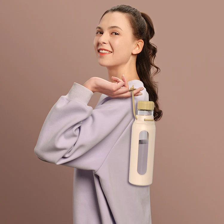 ECO-friendly Glass Water Bottle - Bamboo Lid #69562002