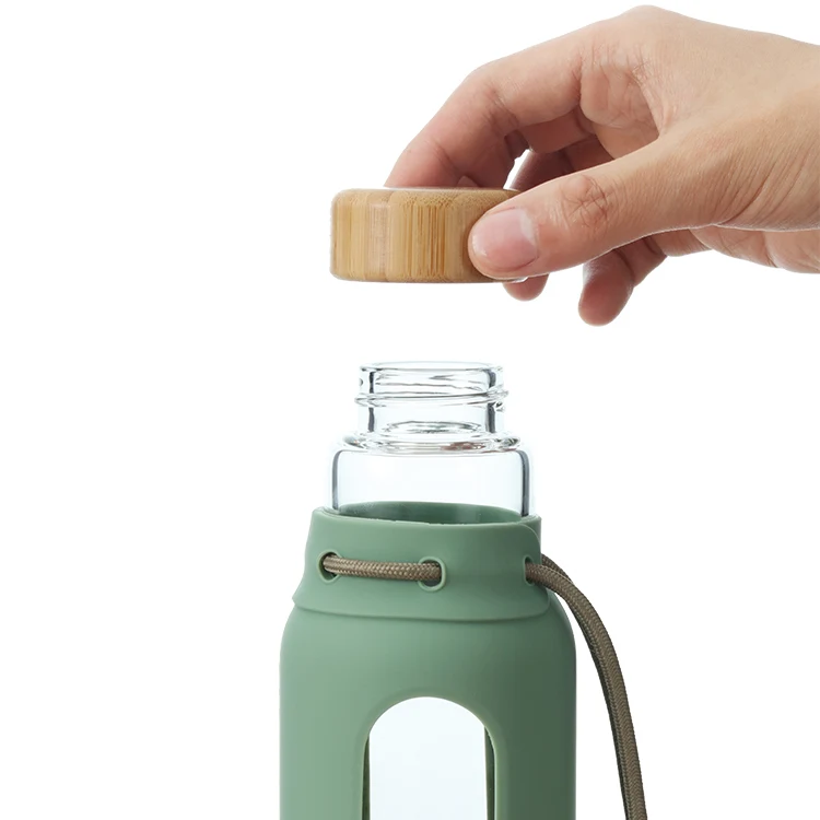ECO-friendly Glass Water Bottle - Bamboo Lid #69562002