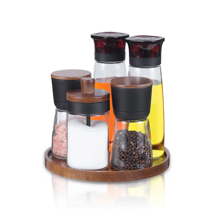 Salad Dressing Set - Elegant Wood & Glass #7945200102