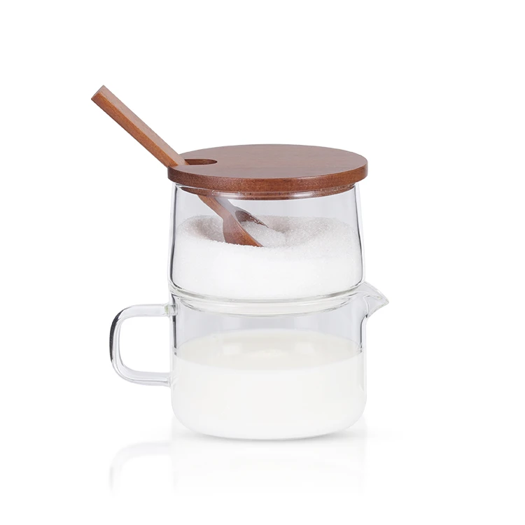 Sugar & Milk Stack - Glass Jar and Wood Lid #86109000