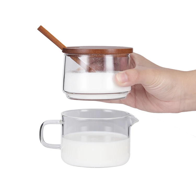 Suiker & melkstapel - glazen pot en houten deksel #8610900086109000 (5)