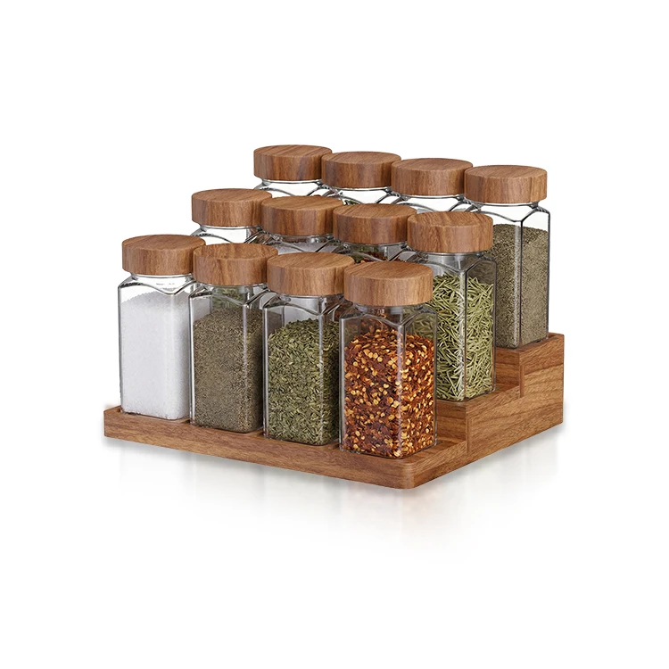 Spice Jars and Rack Set - Wood and Glass #88209000