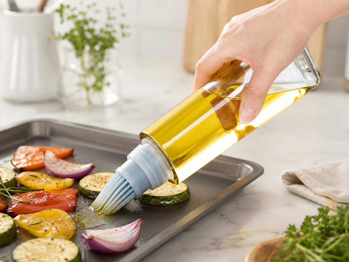 This Oil Dispenser with Brush Is the Secret to Even Oil Coverage Every Time